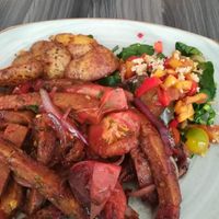 Lomo Salteado at Mestizo Vegano in Bogota