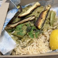 Roasted aubergine Thai curryy  at AMS - LEON in Schiphol
