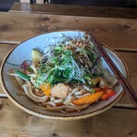 udon noodles with vegan chicken at QB Vegan in Berlin