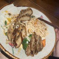 Noodle soup with duck (already eaten some of it here)  at QB Vegan in Berlin