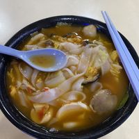 Tom Yum soup, added kway tiao (duper good!) at Heart of Vegetarian 德兴 in Northeast Singapore