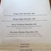 Menu at Gili Bliss in 