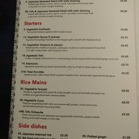Vegan menu page 1 at Nippon Kitchen in Glasgow