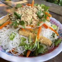 Golden tofu noodles   at Emmy's Vege House in Bainbridge Island