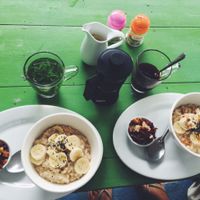yummy porridge with banana and superfoods! at Peace Food Cafe in Sihanoukville