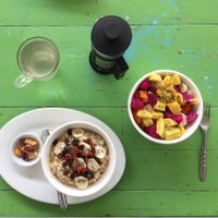 oat porridge + fruit salad at Peace Food Cafe in Sihanoukville