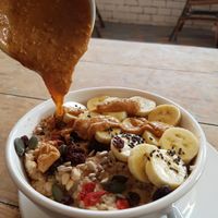 Porridge with peanut butter at Peace Food Cafe in Sihanoukville