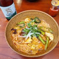 Braised noodle in clay pot (spicy) #Veganuary at Minh Hien 2 in Hoi An