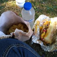 Philly cheese steak, chips, water, garlic mayo at McGuinness - Takeaway in Dublin