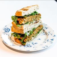 Falafel quinoa burger at Public Greens - 64th St in Indianapolis