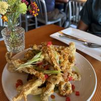 Korean fried mushrooms with vegan kimchi   at Tinker Street in Indianapolis
