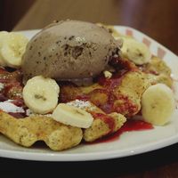 Waffles and ice cream at Affogato  in Edinburgh