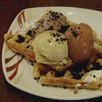 Waffles and ice cream at Affogato  in Edinburgh