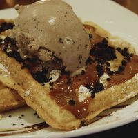 Waffles and ice cream at Affogato  in Edinburgh