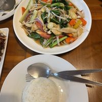 Tofu and vegetable stir fry with white rice  at No.9 2nd Restaurant in Phuket