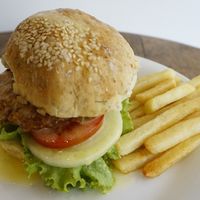 vegan burger with home made mayo..the taste so delicious at Simple Plant  in Yogyakarta