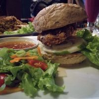 Mushroom burger at Simple Plant  in Yogyakarta