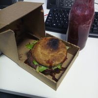 big mamma burger and juice delivered to me at work at MOTHER - Juice Works in East London