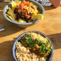A yummy curry and nachos  at MOTHER - Juice Works in East London