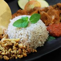 Vegan Nasi Lemak ( virgin coconut oil rice ) served with Upland padi, healthy yet delicious. truly vegan at Pinxin Vegan Cuisine - 品馨蔬食 in Penang