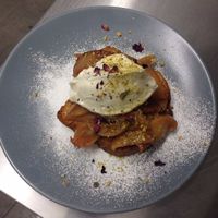 Delicious Deconstructed Grilled Cheese "Pie" Desserts! Presented here a Caramel Apple Pie Cake with Mascarpone Cream at 90 Degree Melt in East London