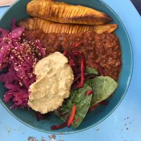 Veg bolognaise with hummus  at Smorl's in Brighton