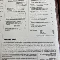 Menu  at Cafe O Mai in Annerley