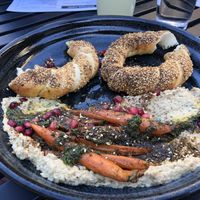 Hummus with housemade pretzels  at Alvarado Street Brewery and Grill in Monterey