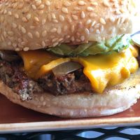 Vegan burger at Alvarado Street Brewery and Grill in Monterey