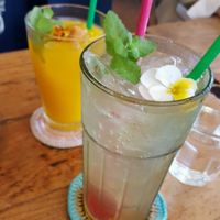 Mango juice and homemade energy juice at Monstyle in Yokosuka