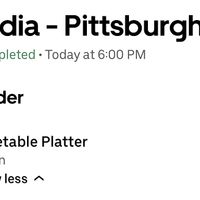 Photo of receipt showing we ordered it vegan  at All India in Pittsburgh
