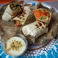 Delivery: Oriental Wrap + Gyros Wrap + Lebanese Flan at SAMAM - Cantine végétale in Paris