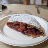 Rhubarb strudel at Veg Eat in Bergamo