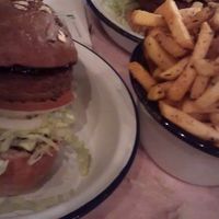 Burger and chips at Dennistoun Bar B Que in Glasgow