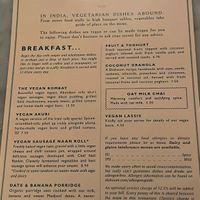 Vegan breakfast menu  at Dishoom in Edinburgh