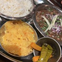 Chickpea curry, rice. Halwa  at Dishoom in Edinburgh