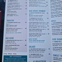 Menu at Asia in Oslo