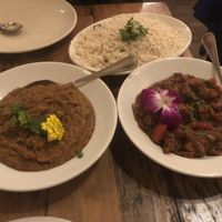 Bainghan Bharta  and Aloo Bell Pepper at Maruti Indian Restaurant  in Portland