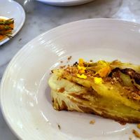 Cabbage entree (veganized) with a side of young carrots at Graanmarkt 13 in Antwerpen