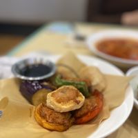 Stuffed three treasures - sorry for the blur!  at Green Common - Harbour City in Kowloon