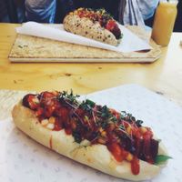 “Vrome Vreter” vegan hot dog at Dogma in Utrecht