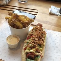 Fries and mayo were nice, liked the hotdog too at Dogma in Utrecht