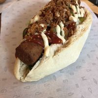 Vegan hotdog  at Dogma in Utrecht