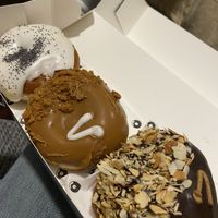 From left to right: Lemon Poppyseed, Lotus Biscoff, Peanut Cup  at The Rolling Donut - Bachelors Walk in Dublin
