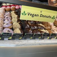 Raspberry Jam, blueberry crumble , Ferrero rocher, cookies and cream, the dub ( custard and our favourite) , peanut butter , lotus biscoff , and one more I can’t see/ remember.!  at The Rolling Donut - Bachelors Walk in Dublin