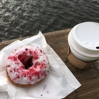 Breakfast coffee and doughnut deal at The Rolling Doughnut at The Rolling Donut - Bachelors Walk in Dublin