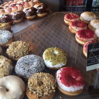 vegan donuts to the left at The Rolling Donut - Bachelors Walk in Dublin
