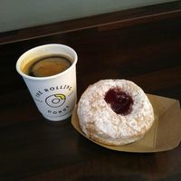 Vegan Jelly Donut and a coffee! at The Rolling Donut - Bachelors Walk in Dublin