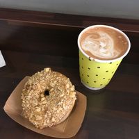 Vegan coffee and walnut and a soya mocha at The Rolling Donut - Bachelors Walk in Dublin