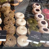 Yummy! Good choice of vegan donuts at The Rolling Donut - Bachelors Walk in Dublin